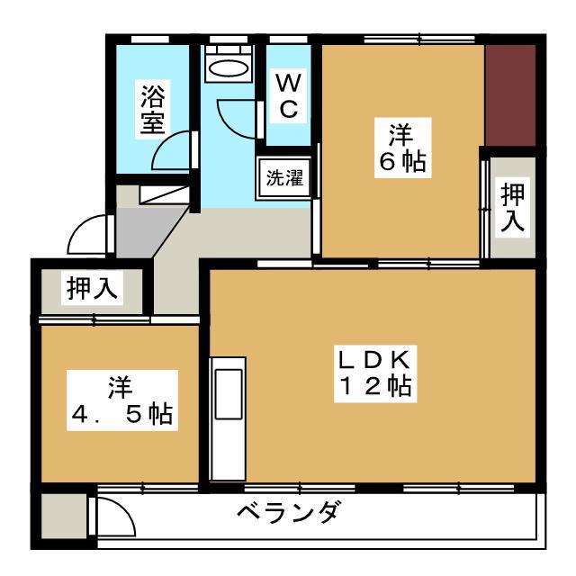 ダイユウレジデンス三山弐号館(2LDK/5階)の間取り写真