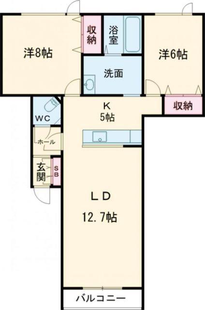 POPLAR5・3(2LDK/2階)の間取り写真