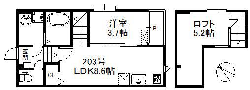 ポラリス美野島 541(1LDK/2階)の間取り写真