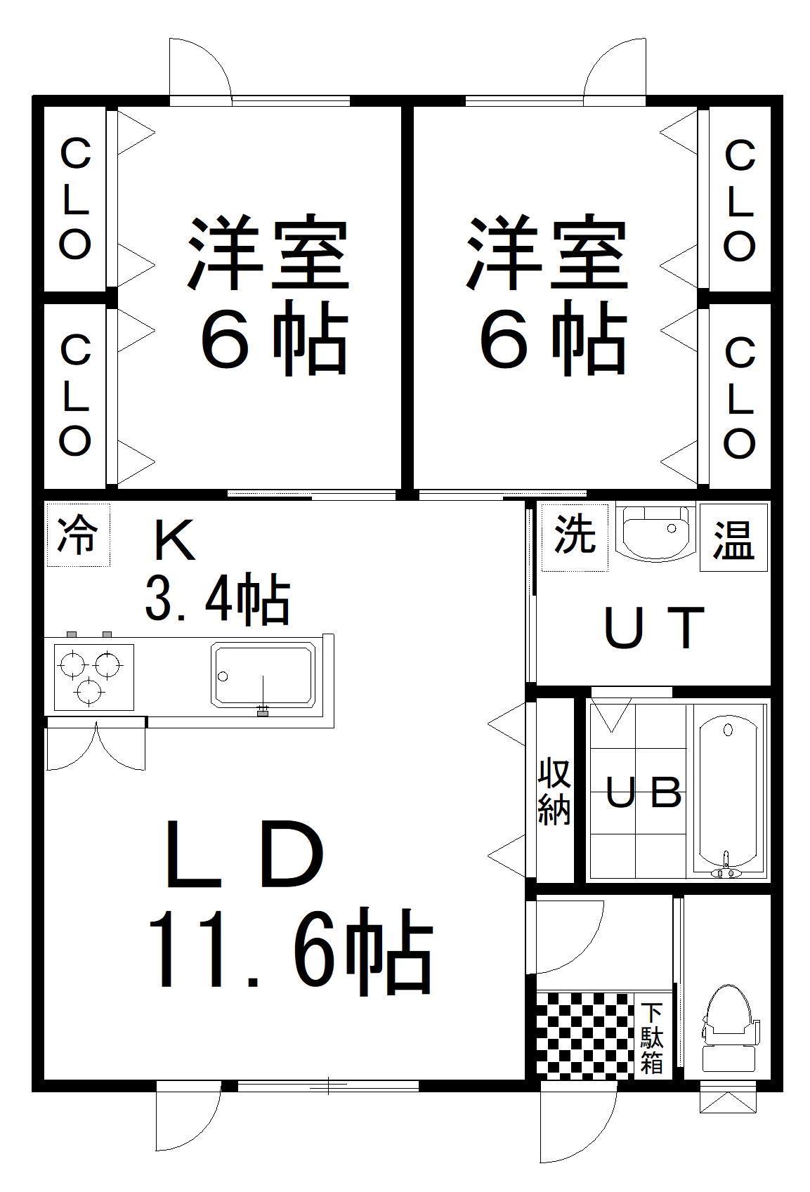 BLANC NOIR(2LDK/1階)の間取り写真