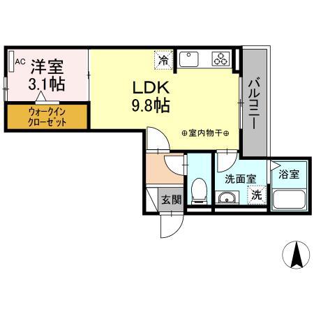 GOODEN溝旗(1LDK/1階)の間取り写真