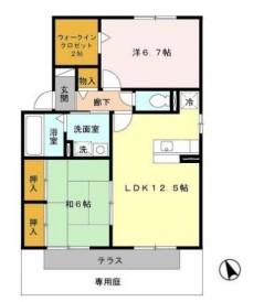 ベルメゾン A棟(2LDK/1階)の間取り写真