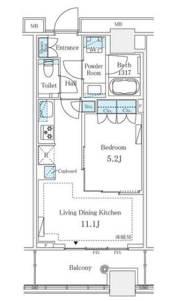 WORLD TOWER RESIDENCE(1LDK/23階)の間取り写真