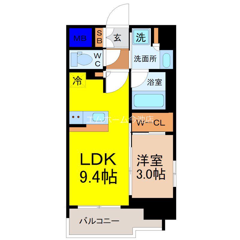 プレサンス レイズ 千種今池(1LDK/4階)の間取り写真