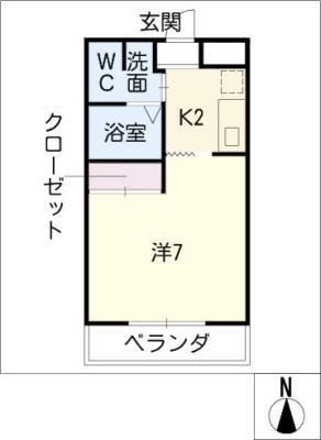 サンライズ橋良(1K/2階)の間取り写真