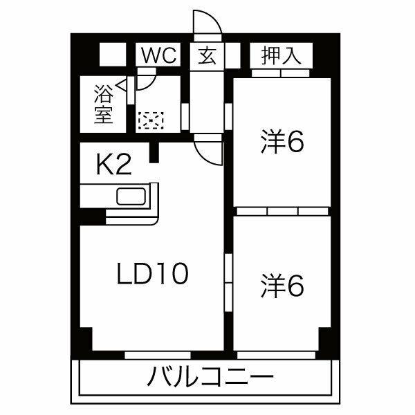 テラス宮の森(2LDK/2階)の間取り写真