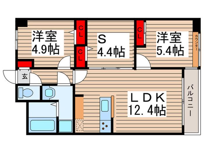 ドゥーエ妙典(2SLDK/4階)の間取り写真
