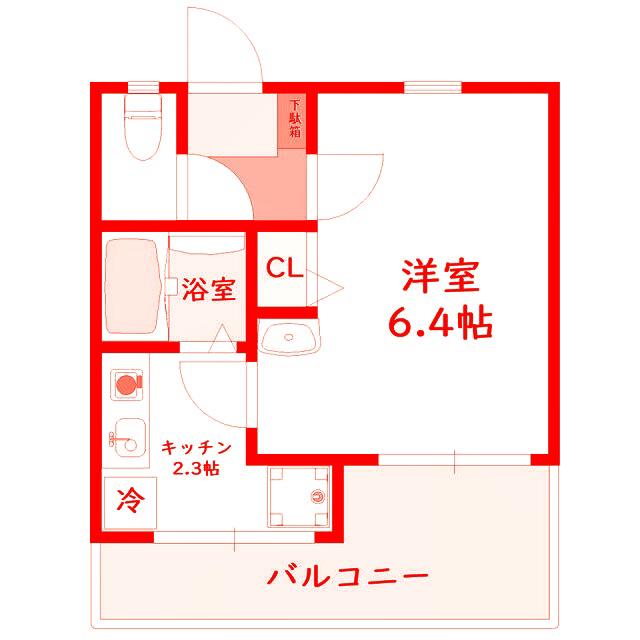 ロワール六浦壱番館(1K/1階)の間取り写真