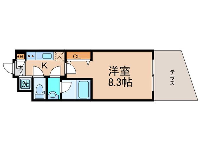 べラジオ京都東山II(1K/1階)の間取り写真