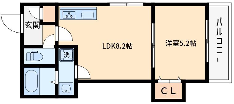クリエオーレ淡路1(1LDK/3階)の間取り写真