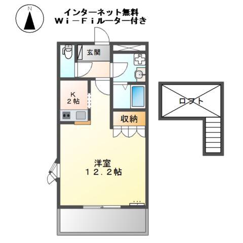 アシュランス(1K/2階)の間取り写真