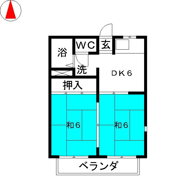 グランドール清水(2DK/2階)の間取り写真