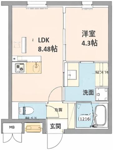 LEGALAND福島ノース(1LDK/4階)の間取り写真