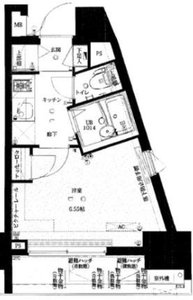 プレスタイル門前仲町(1K/6階)の間取り写真