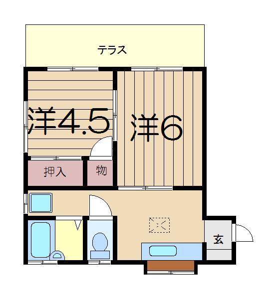  グリーンハイツ横須賀B(2K/1階)の間取り写真
