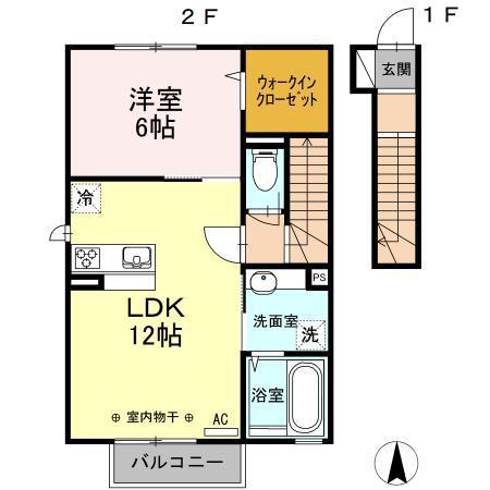 グランデ新井田(1LDK/2階)の間取り写真