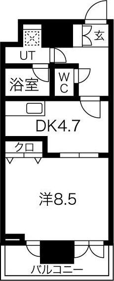 エイペックス梅田東II(1DK/4階)の間取り写真