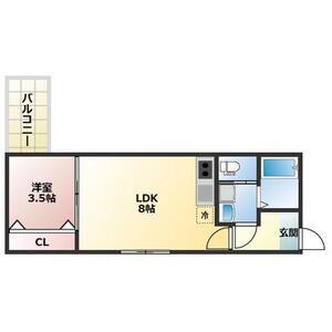 アプローズ新深江(1K/2階)の間取り写真