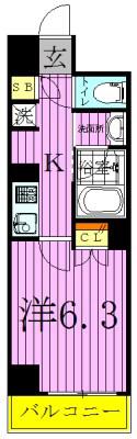 THE RESIDENCE OF TOKYO C18(1K/6階)の間取り写真