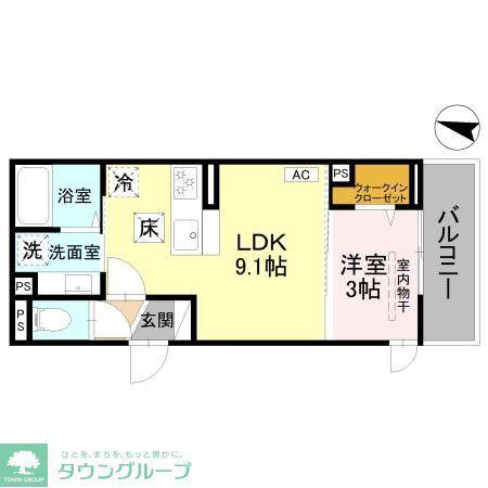 DーSERENO北野(1LDK/1階)の間取り写真