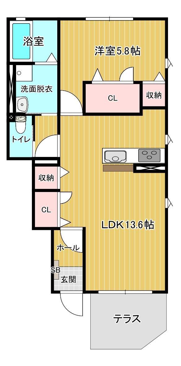 クイーンバード I(1LDK/1階)の間取り写真