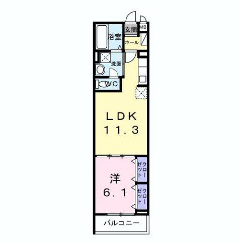ジーアンビエンス(1LDK/3階)の間取り写真