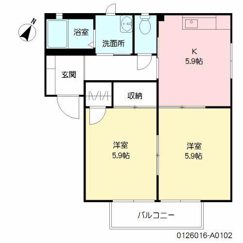 フォーレス華  A棟(2K/1階)の間取り写真