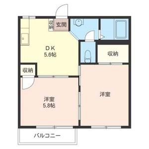 サンポート成田(2K/2階)の間取り写真