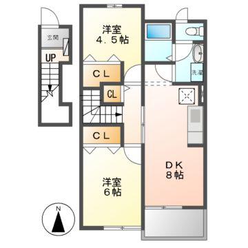 ミーテK・E(2DK/2階)の間取り写真