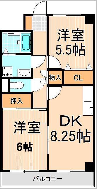エステート西新井(2DK/4階)の間取り写真