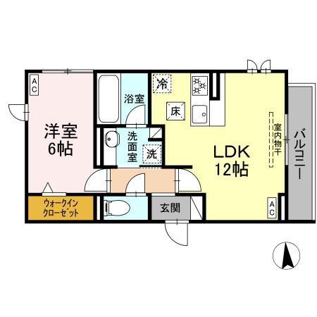 ルヴィータ矢田南(1LDK/1階)の間取り写真