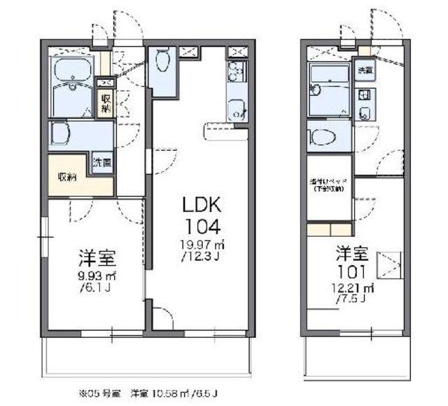 レオパレスアットホーム(1LDK/1階)の間取り写真