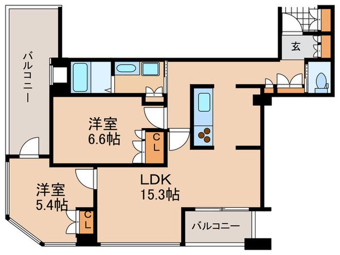 Dグラフォート大阪NYタワ-HIGOBASHI1205(2LDK/12階)の間取り写真