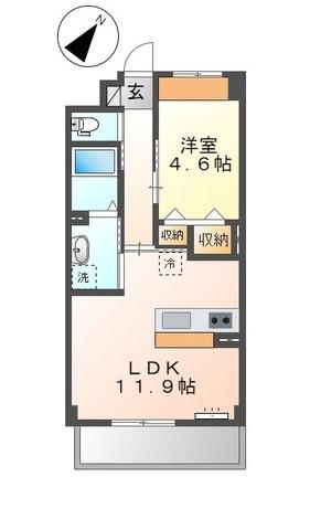 センターフィールド(1LDK/1階)の間取り写真