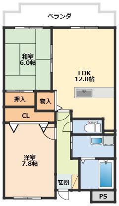 エトワール藤並(2LDK/3階)の間取り写真