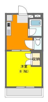 グリーンハイツII(1DK/3階)の間取り写真