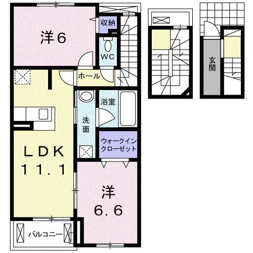 ホワイトメゾン 桜(2LDK/3階)の間取り写真
