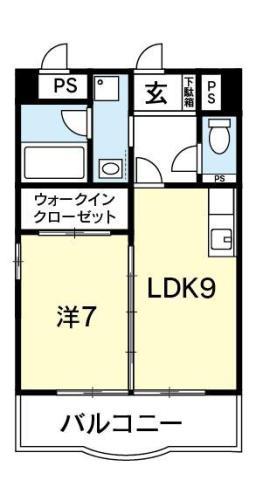 パレス中洲(1LDK/5階)の間取り写真