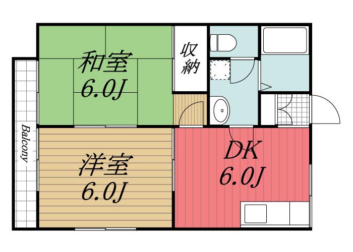サンフォーレ八幡(2DK/1階)の間取り写真