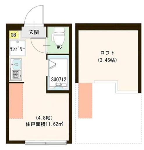 ハーモニーテラス大和町(ワンルーム/2階)の間取り写真