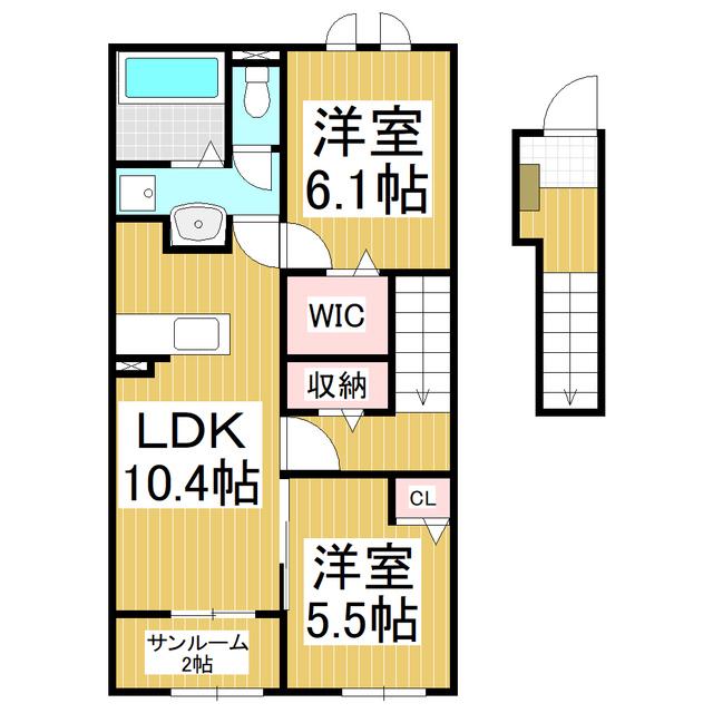 コンフォーティア信濃大町II(2LDK/2階)の間取り写真