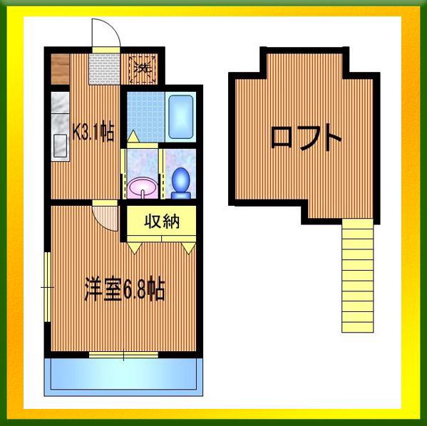 プランドール冨士III(1K/1階)の間取り写真