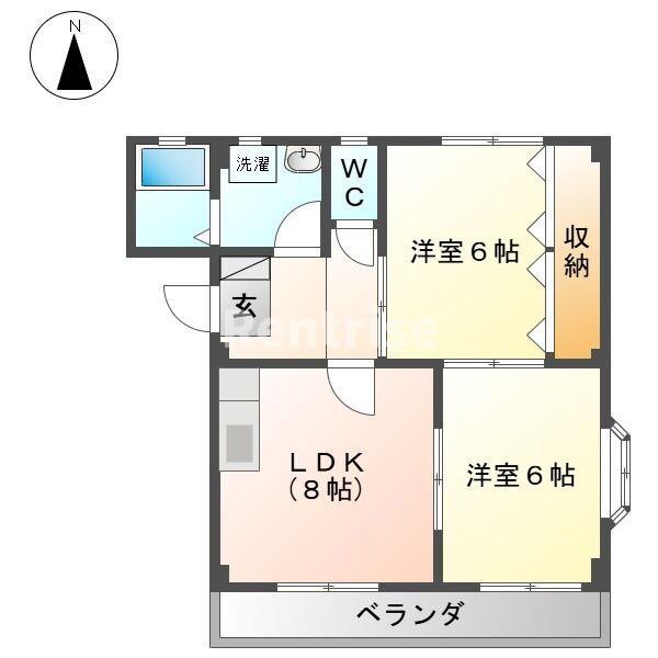 アーバンシャトー(2DK/3階)の間取り写真