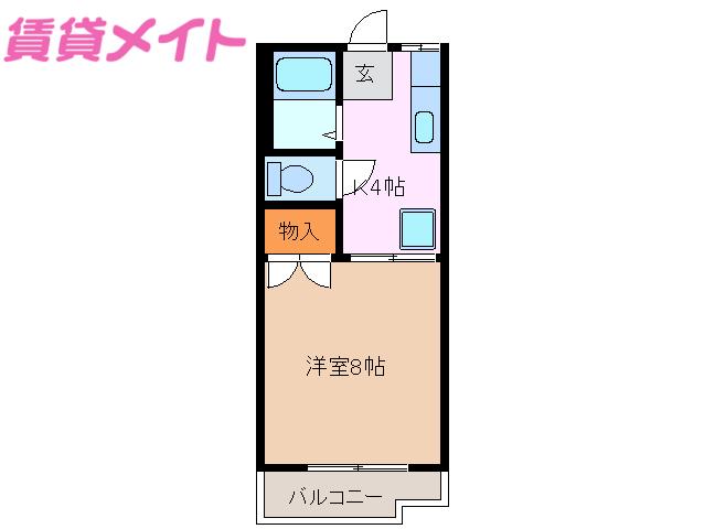 エステート阿倉川B(1K/2階)の間取り写真