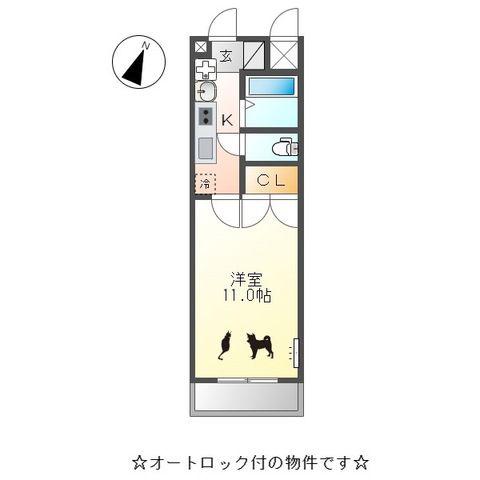 プレジデント川中(1K/3階)の間取り写真