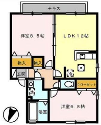 メゾン・ラフィーネ A棟(2LDK/1階)の間取り写真