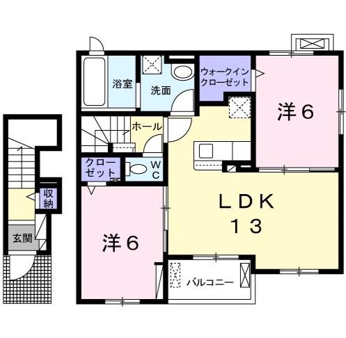 SHINYASHIKIAP(2LDK/2階)の間取り写真