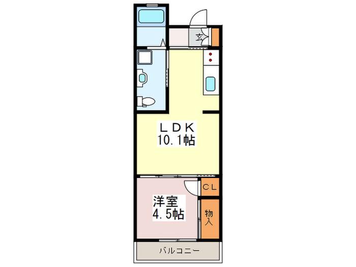  花水木(1LDK/2階)の間取り写真