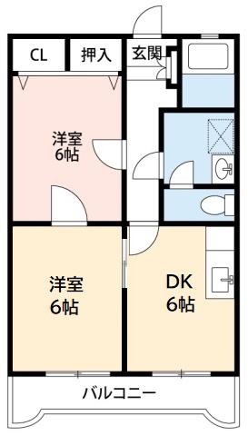 グリーンパーク曙(2DK/1階)の間取り写真