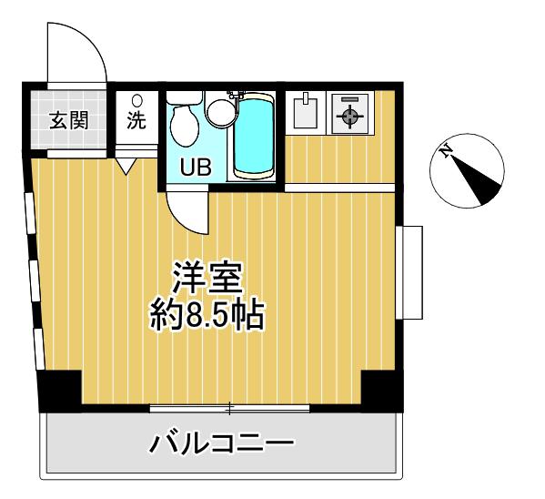 パールハイツ(ワンルーム/3階)の間取り写真